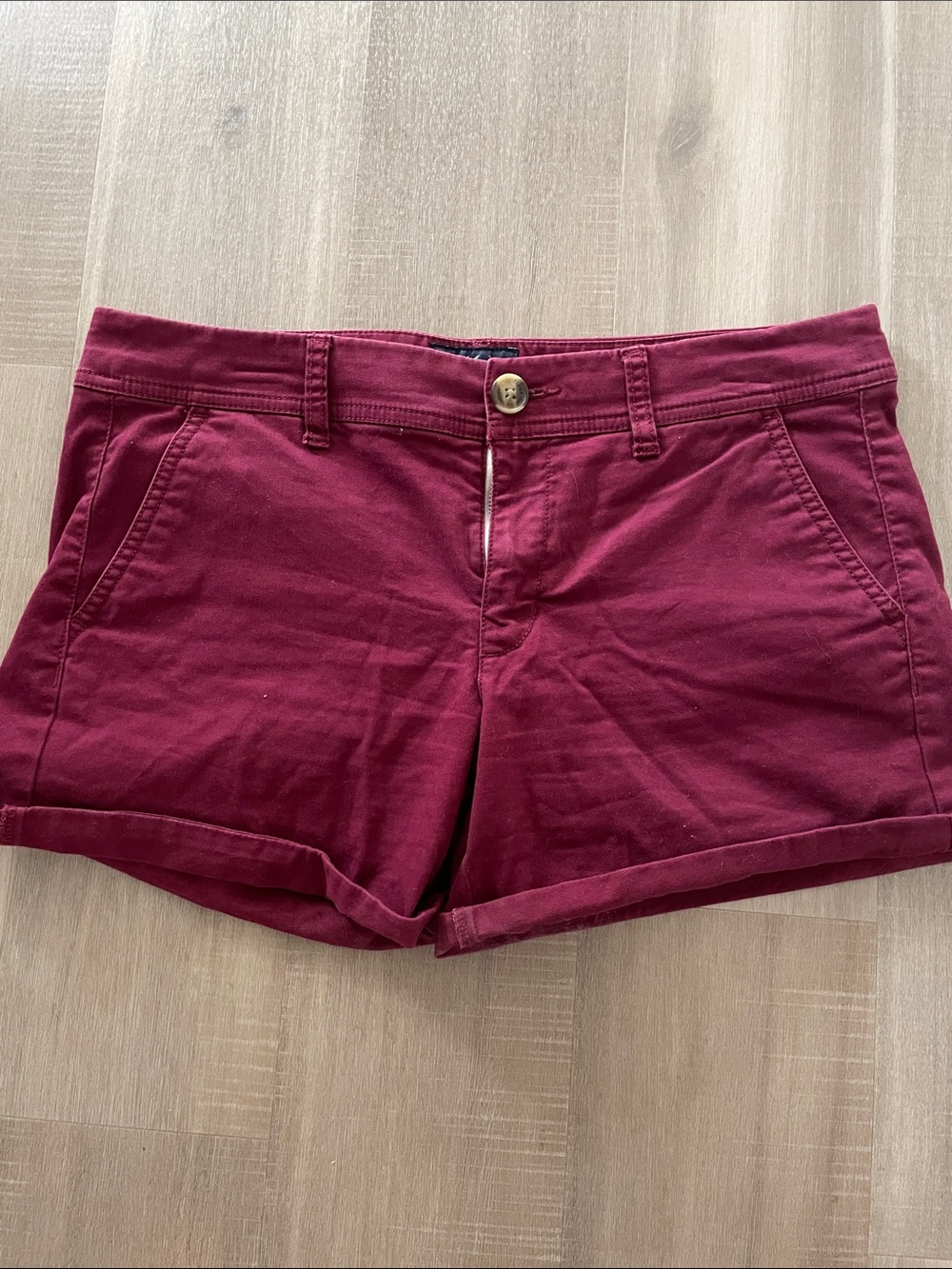 American Eagle Outfitters Wine/Cranberry Cuffed Jean Shorts